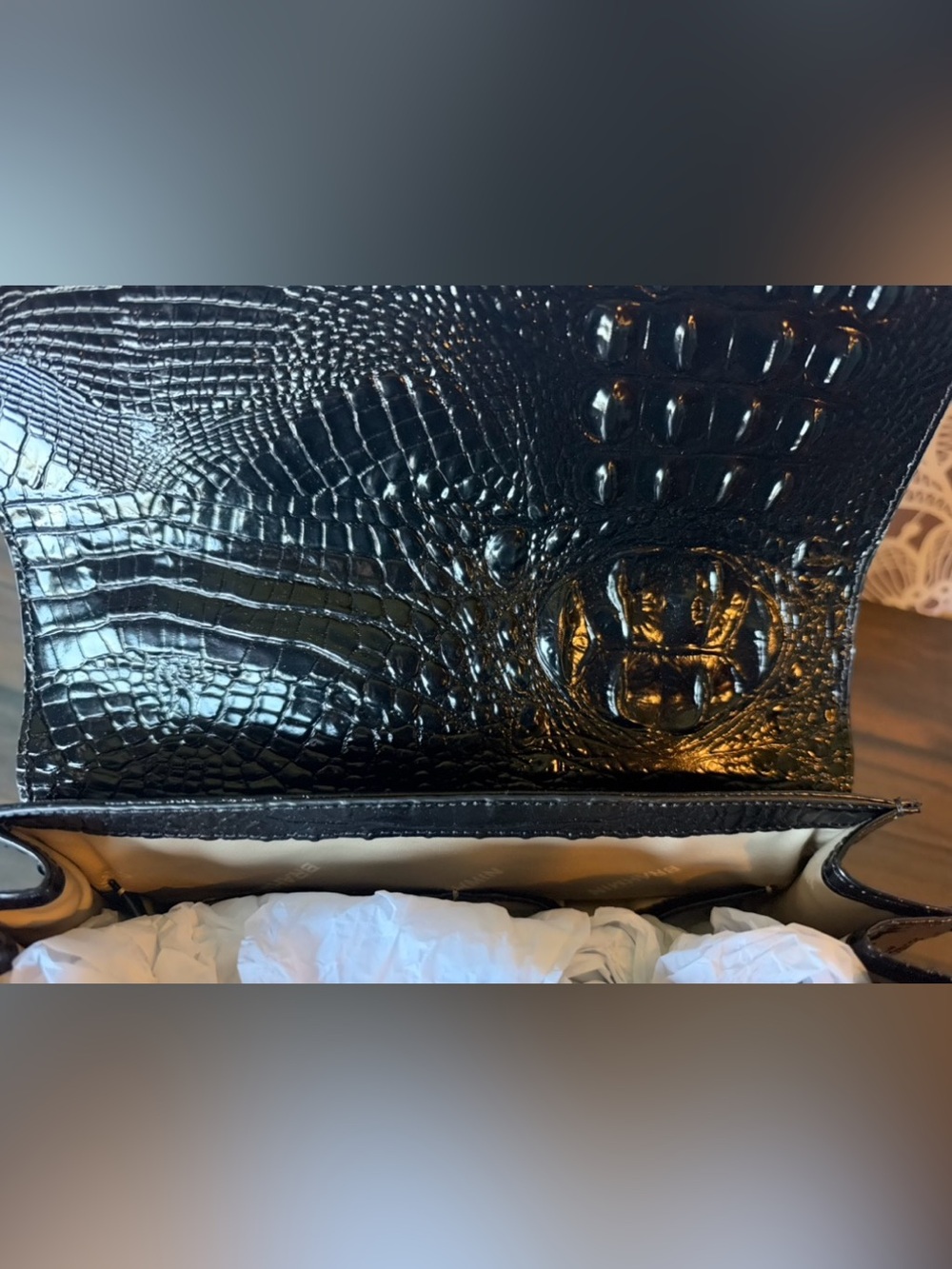 FIRM Brahmin Hallie Black Revel Luxury CRYSTALS ITALIAN SUEDE Satchel Bag $495 - Picture 12 of 13
